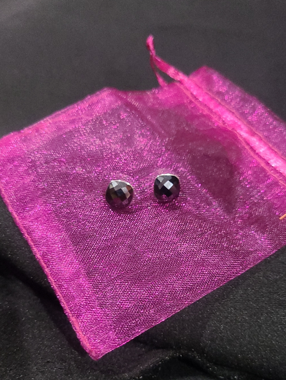 Swarovski Jet Hematite Black Faceted Crystal Stud Earrings